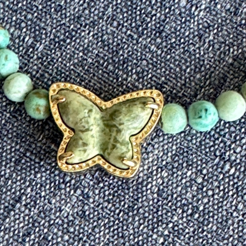 Kendra Scott Aqua Beaded Necklace with Gold Butterfly - Picture 4 of 4